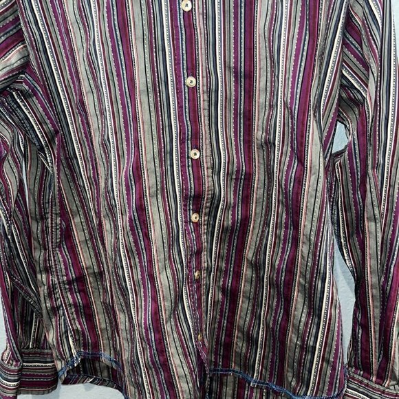 GEORG ROTH Los Angeles Fuchsia Striped Men's Shirt Contrast Collar & Cuffs Sz M - Picture 3 of 12